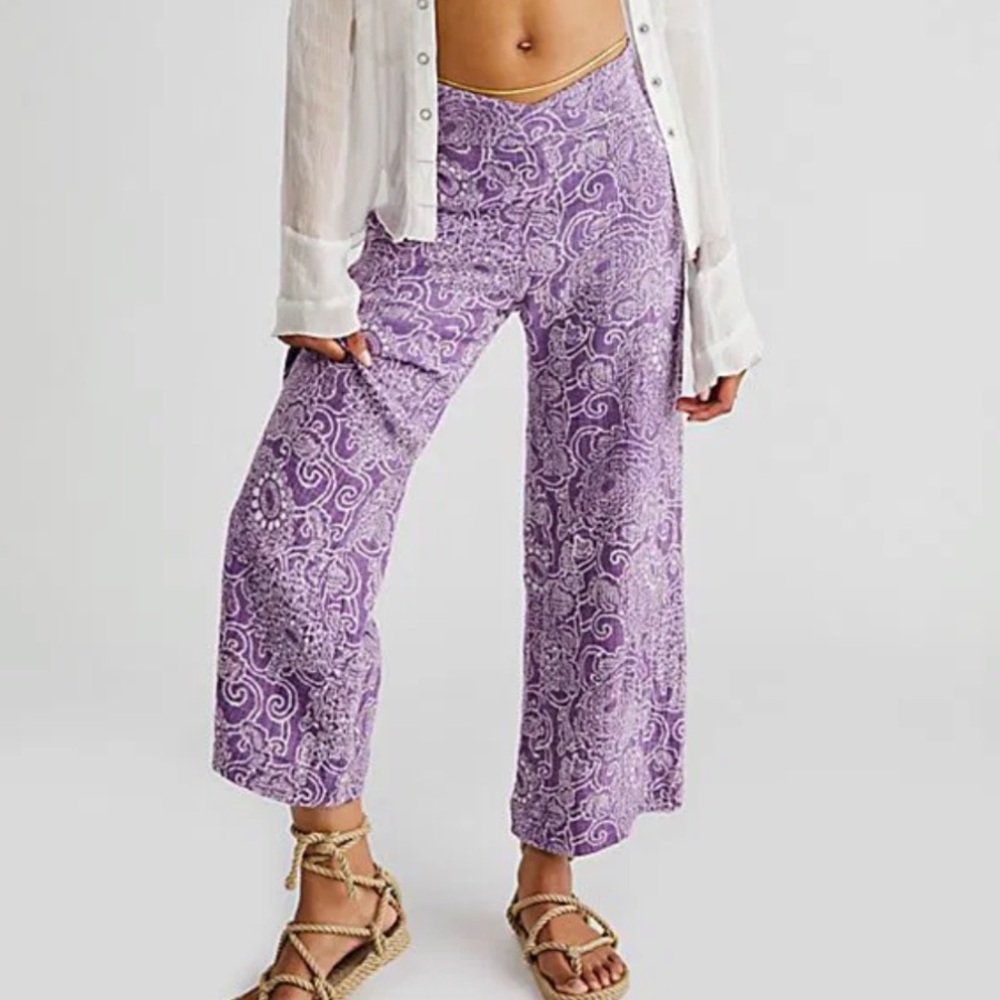 FP One by Free People Dakota Flare Wide Leg Crop Pants NWOT Size L